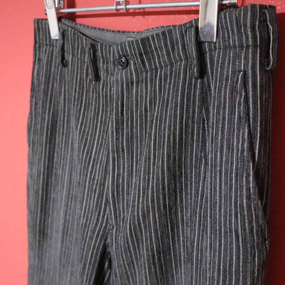 Yohji Yamamoto Stripe 3D Design Cropped Slacks Size FREE