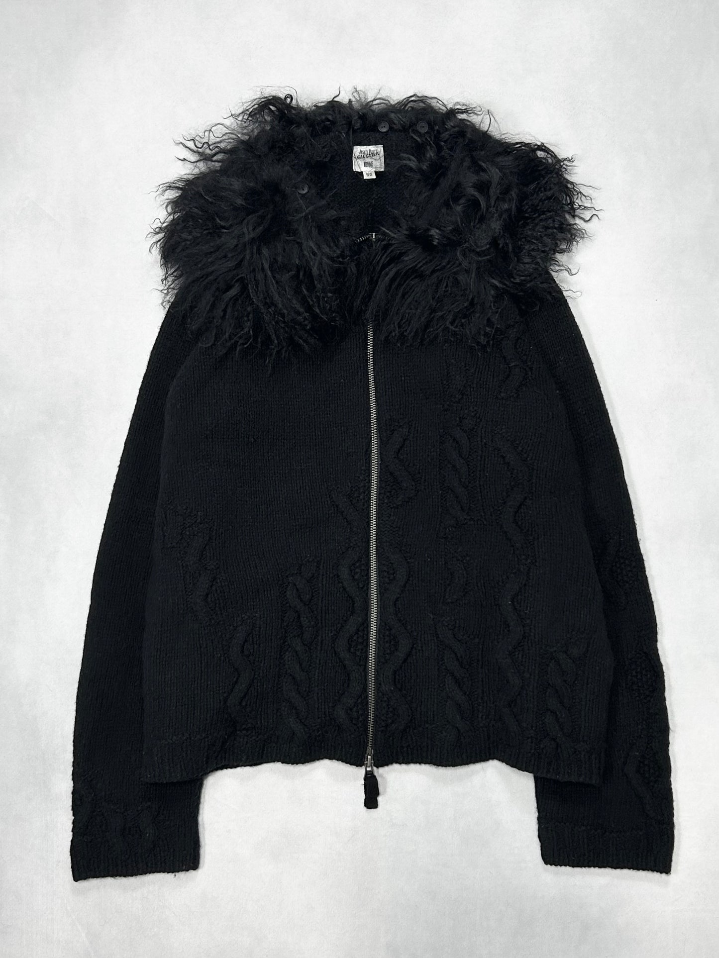 Jean Paul GAULTIER HOMME Fur Collar Zip Knit Size 50