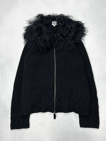 Jean Paul GAULTIER HOMME Fur Collar Zip Knit Size 50