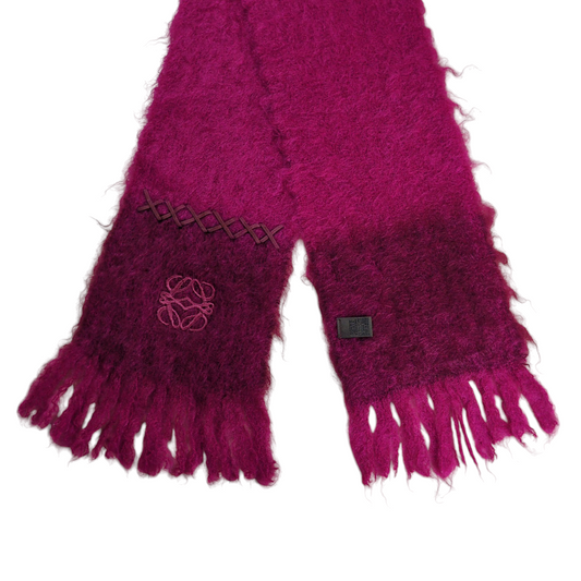 LOEWE Multi Anagram Embroidered Mohair Fringe Muffler