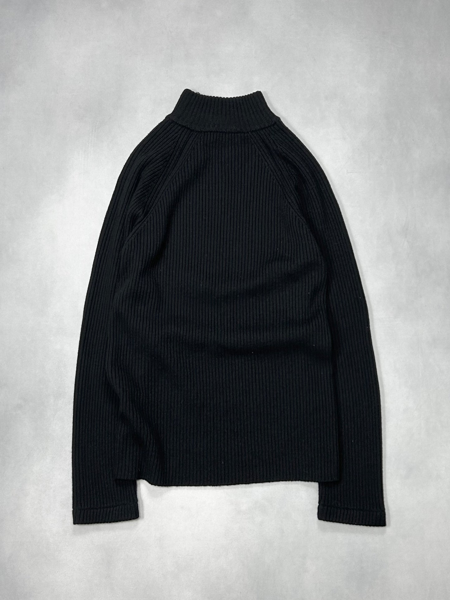 Emporio Armani Side Half Zip High Neck Black Knit Size 52
