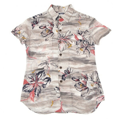 45rpm Cupro Flower Print Short Sleeve Mocha Gray Shirt Size 1