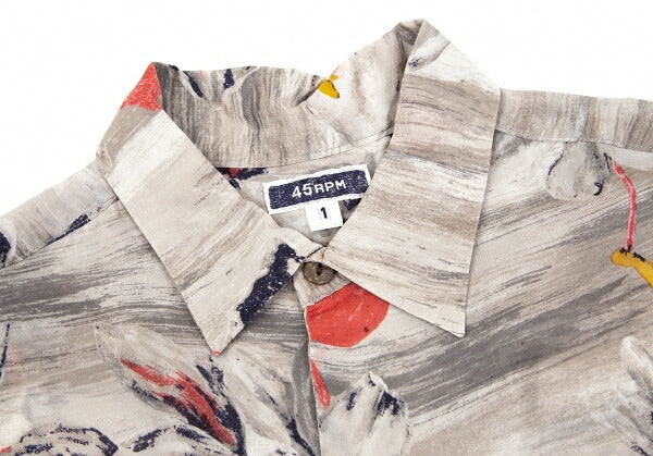 45rpm Cupro Flower Print Short Sleeve Mocha Gray Shirt Size 1