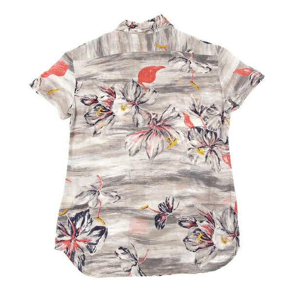 45rpm Cupro Flower Print Short Sleeve Mocha Gray Shirt Size 1
