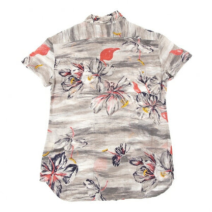 45rpm Cupro Flower Print Short Sleeve Mocha Gray Shirt Size 1