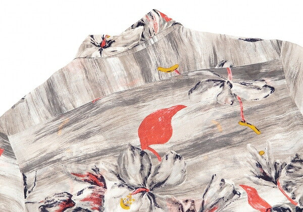 45rpm Cupro Flower Print Short Sleeve Mocha Gray Shirt Size 1
