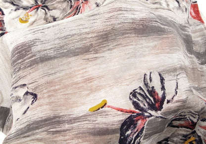 45rpm Cupro Flower Print Short Sleeve Mocha Gray Shirt Size 1