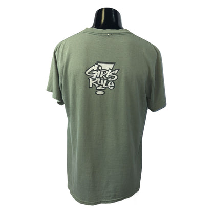 Betty Boop 90s Vintage "GIRLS RULE!" Khaki T-Shirt Size L