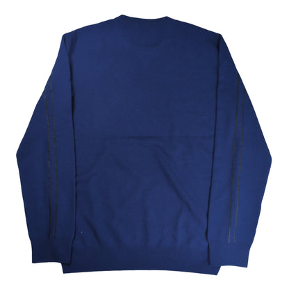 HERMES Leather Piping Crew Neck Sweater Blue Size XXL
