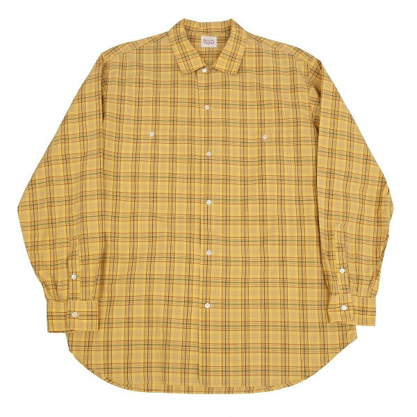 Papas Overcheck Cotton Patch Pocket Long Shirt Yellow Size M
