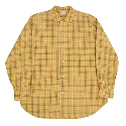 Papas Overcheck Cotton Patch Pocket Long Shirt Yellow Size M