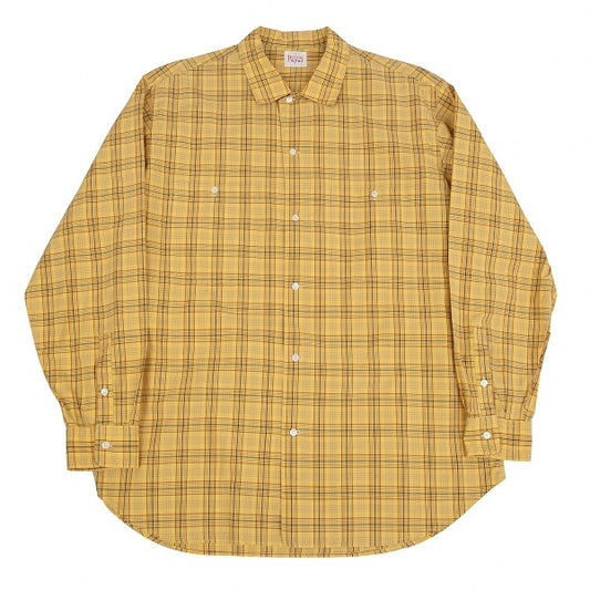 Papas Overcheck Cotton Patch Pocket Long Shirt Yellow Size M