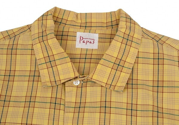 Papas Overcheck Cotton Patch Pocket Long Shirt Yellow Size M