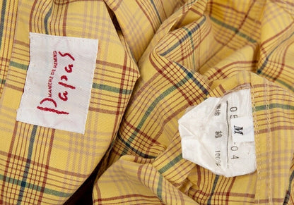 Papas Overcheck Cotton Patch Pocket Long Shirt Yellow Size M