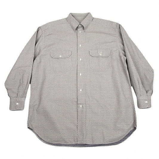 EMPORIO ARMANI Micro-Pattern Button-Down Shirt Gray Size L