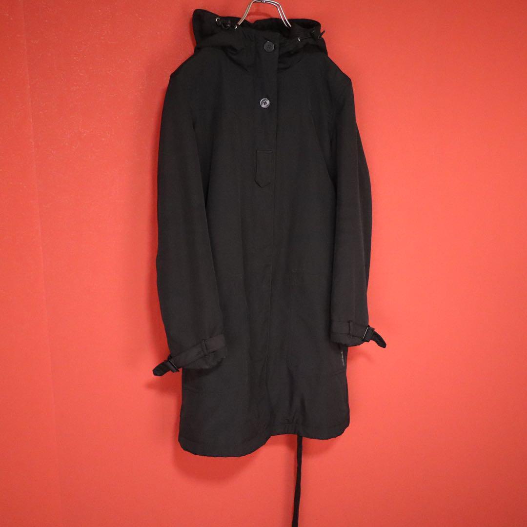 ARMANI JEANS Black Belted Hooded Padded Coat Size S
