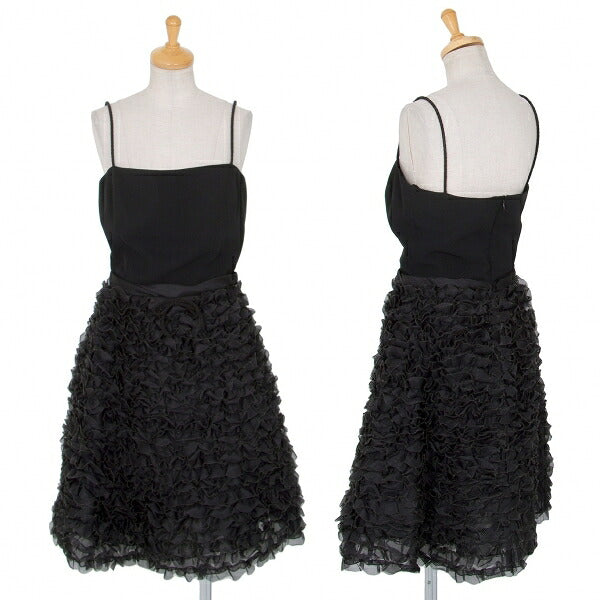 EMPORIO ARMANI Tulle Frill Silk Cami Dress Black Size 40