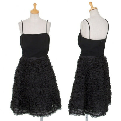 EMPORIO ARMANI Tulle Frill Silk Cami Dress Black Size 40