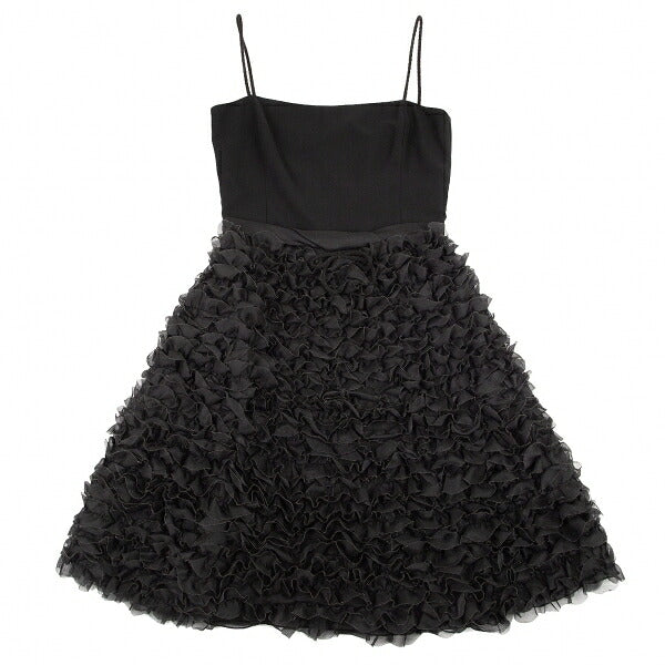 EMPORIO ARMANI Tulle Frill Silk Cami Dress Black Size 40