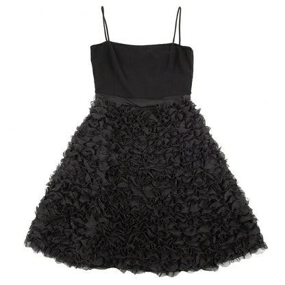 EMPORIO ARMANI Tulle Frill Silk Cami Dress Black Size 40