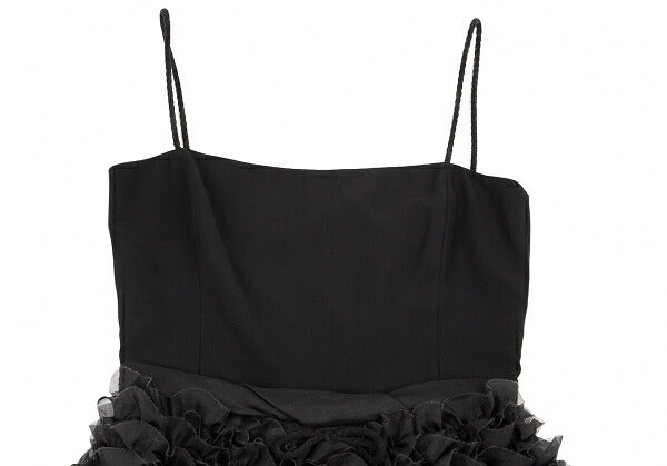 EMPORIO ARMANI Tulle Frill Silk Cami Dress Black Size 40