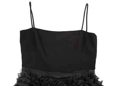 EMPORIO ARMANI Tulle Frill Silk Cami Dress Black Size 40