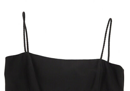 EMPORIO ARMANI Tulle Frill Silk Cami Dress Black Size 40