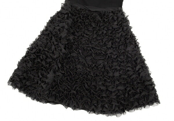 EMPORIO ARMANI Tulle Frill Silk Cami Dress Black Size 40