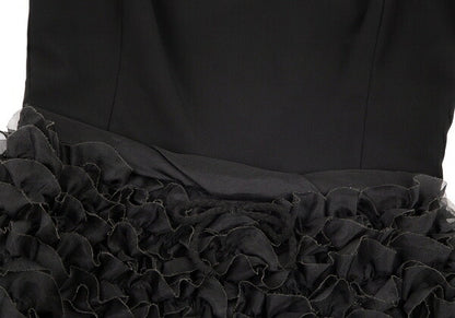 EMPORIO ARMANI Tulle Frill Silk Cami Dress Black Size 40