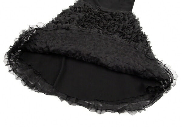 EMPORIO ARMANI Tulle Frill Silk Cami Dress Black Size 40