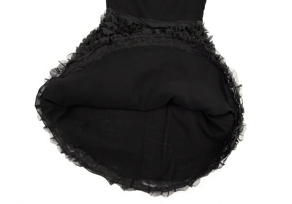 EMPORIO ARMANI Tulle Frill Silk Cami Dress Black Size 40