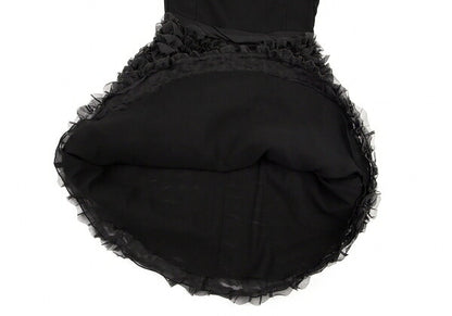 EMPORIO ARMANI Tulle Frill Silk Cami Dress Black Size 40