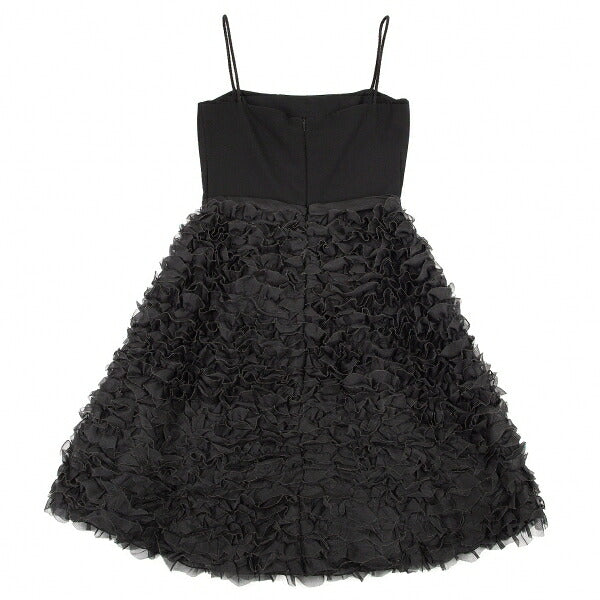 EMPORIO ARMANI Tulle Frill Silk Cami Dress Black Size 40