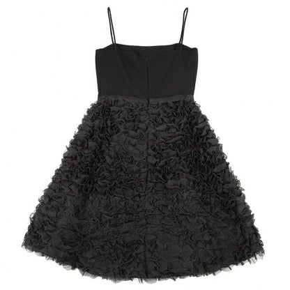 EMPORIO ARMANI Tulle Frill Silk Cami Dress Black Size 40