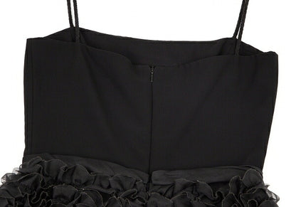 EMPORIO ARMANI Tulle Frill Silk Cami Dress Black Size 40