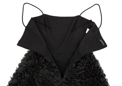 EMPORIO ARMANI Tulle Frill Silk Cami Dress Black Size 40