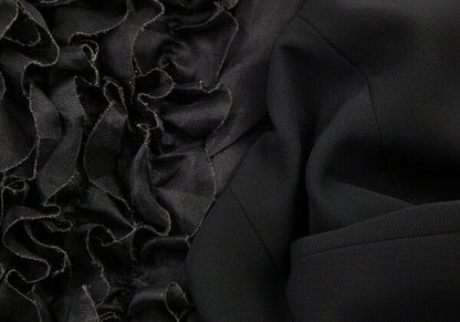 EMPORIO ARMANI Tulle Frill Silk Cami Dress Black Size 40