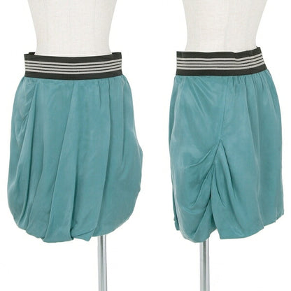 EMPORIO ARMANI Cupro Elastic Waist Skirt Turquoise Size 40