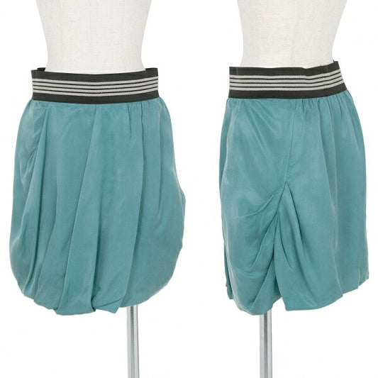 EMPORIO ARMANI Cupro Elastic Waist Skirt Turquoise Size 40