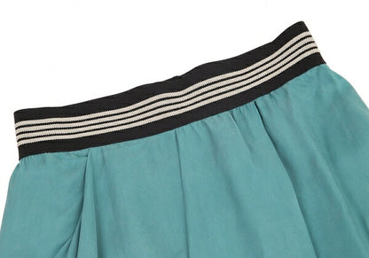 EMPORIO ARMANI Cupro Elastic Waist Skirt Turquoise Size 40