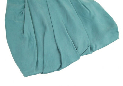 EMPORIO ARMANI Cupro Elastic Waist Skirt Turquoise Size 40