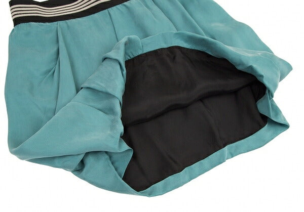 EMPORIO ARMANI Cupro Elastic Waist Skirt Turquoise Size 40