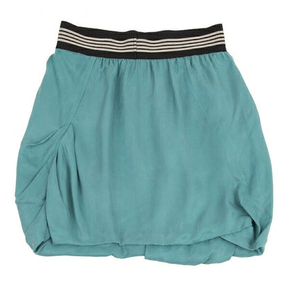 EMPORIO ARMANI Cupro Elastic Waist Skirt Turquoise Size 40