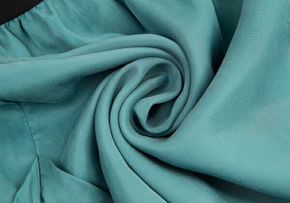 EMPORIO ARMANI Cupro Elastic Waist Skirt Turquoise Size 40