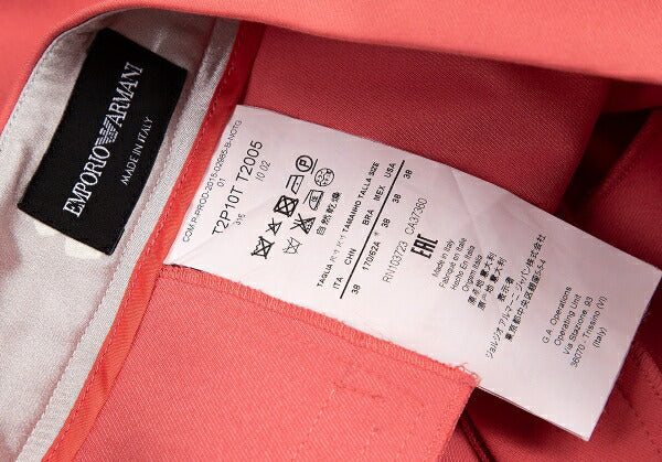 EMPORIO ARMANI Cotton Blend Stretch Salmon Pink Pants Size 38