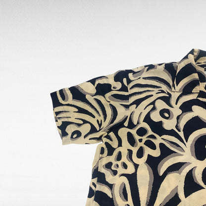 ZEN-JAC All-Over Print Open Collar Shirt Size XL