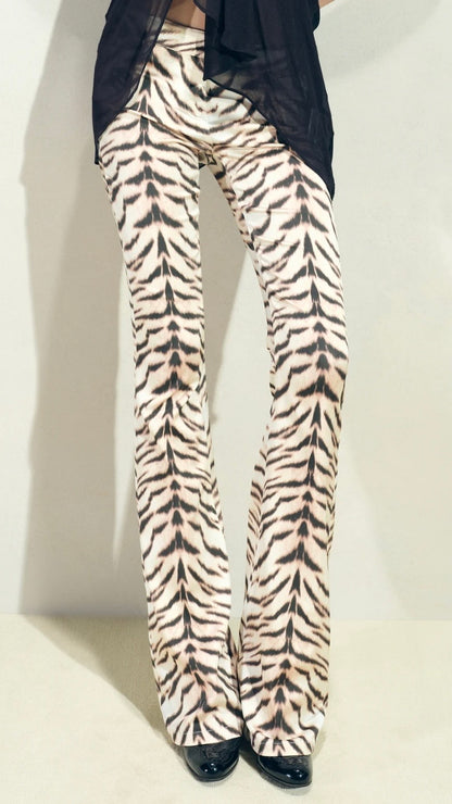 Room SERVICE Light Gold Tiger Print Pants Size S