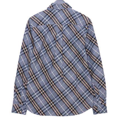 BURBERRY 26SS Regular Fit Check Long Shirt Gray Size XS