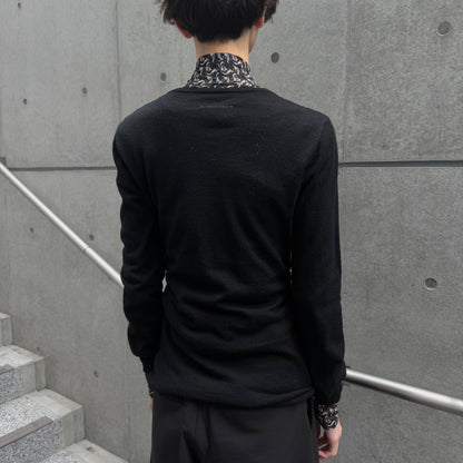 MM6 07AW Black Wool Cashmere Gather Knit Sweater