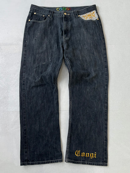 Coogi Black Wide Jeans Size W40